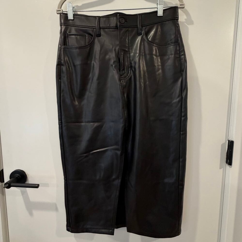 Abercrombie & Fitch NWT Pleather Midi Pencil Skirt High-Waist 28P Stretchy